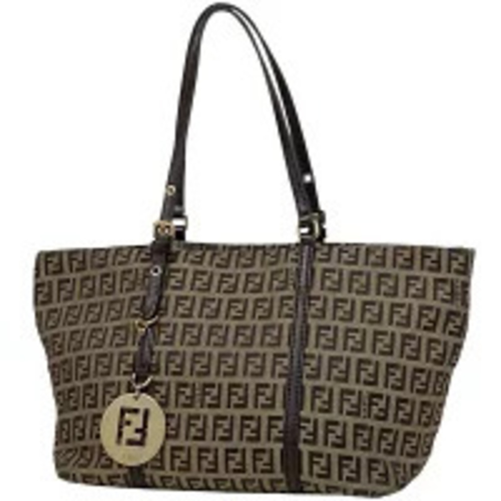 Fendi Zucchino Handbag Tote Bag Canvas Brown
